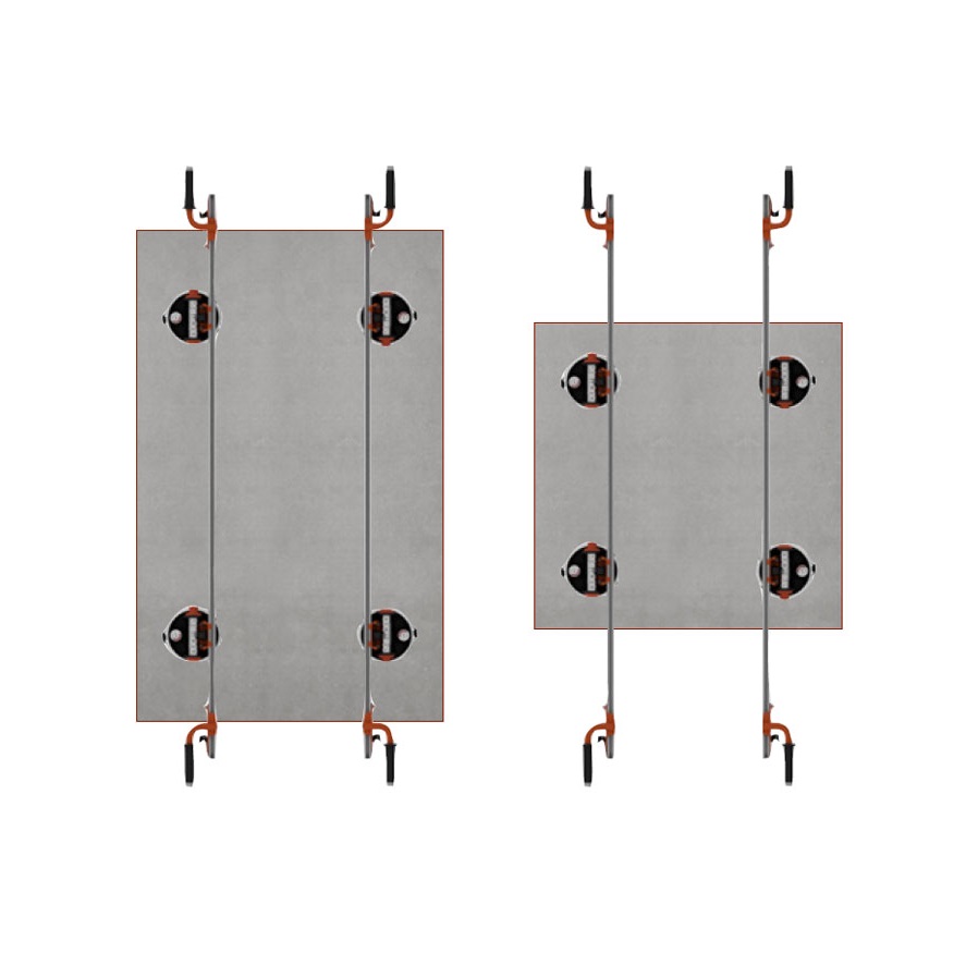 Raimondi - Rails 4 ventouses Easy-Move 150 pour transporter format XL