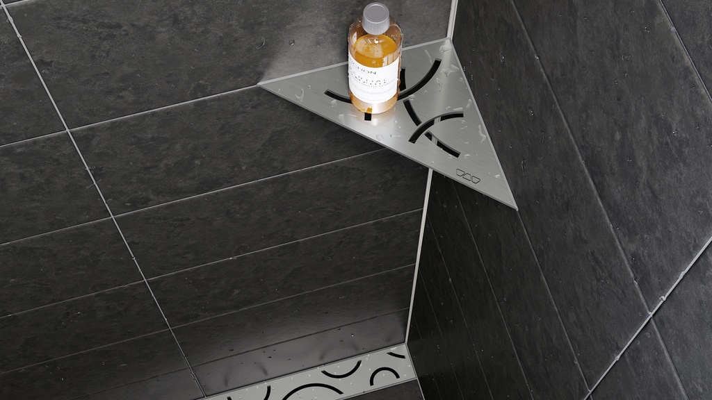 Schluter - Tablette "Curve" triangulaire d'angle 210x210mm Shelf-E-S1 - Inox brossé