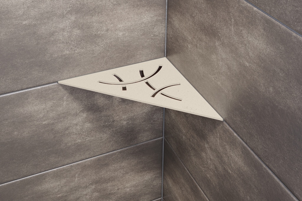 Schluter - Tablette "Curve" triangulaire d'angle 210x210mm Shelf-E-S1 - Alu Ivoire structuré