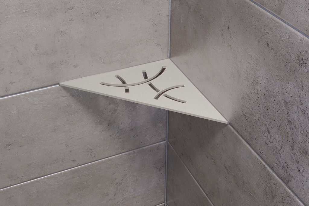 Schluter - Tablette "Curve" triangulaire d'angle 210x210mm Shelf-E-S1 - Alu Gris beige structuré