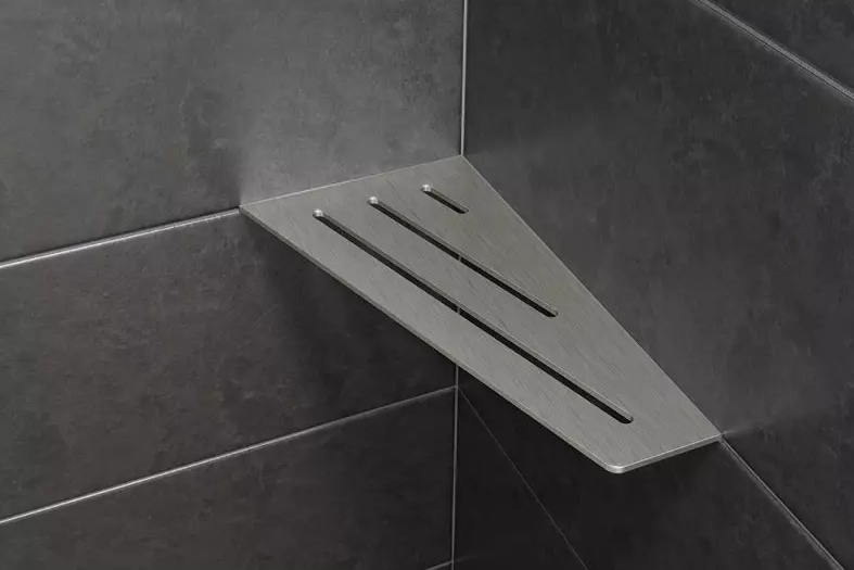 Schluter - Tablette "Wave" quadrilatérale d'angle 154x295mm Shelf-E-S3 - Inox brossé