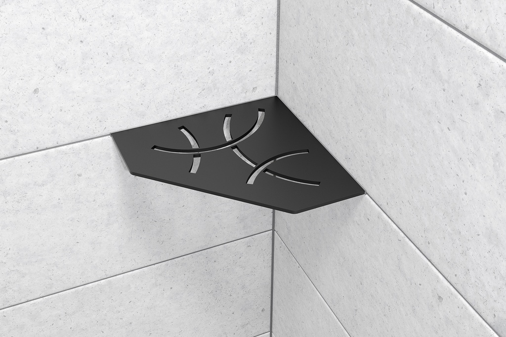 Schluter - Tablette "Curve" pentagonale d'angle 195x195mm Shelf-E-S2 - Noir satiné