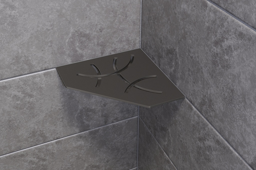 Schluter - Tablette "Curve" pentagonale d'angle 195x195mm Shelf-E-S2 - Anthracite structuré