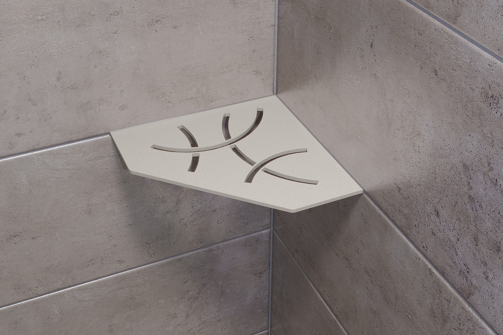Schluter - Tablette "Curve" pentagonale d'angle 195x195mm Shelf-E-S2 - Gris beige structuré