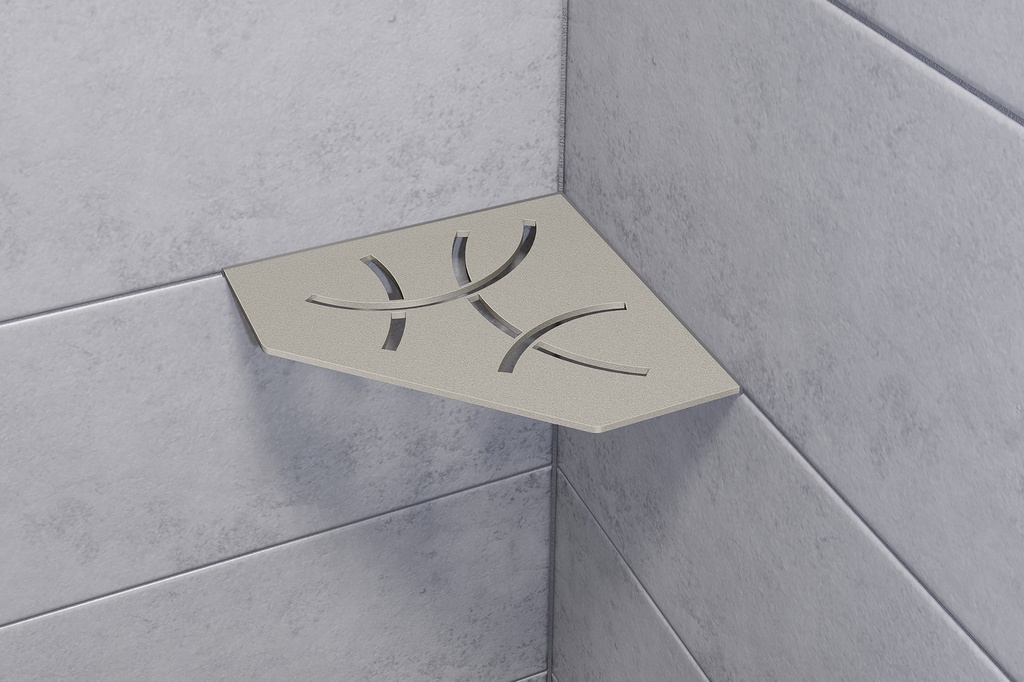 Schluter - Tablette "Curve" pentagonale d'angle 195x195mm Shelf-E-S2 - Gris pierre structuré (copie)
