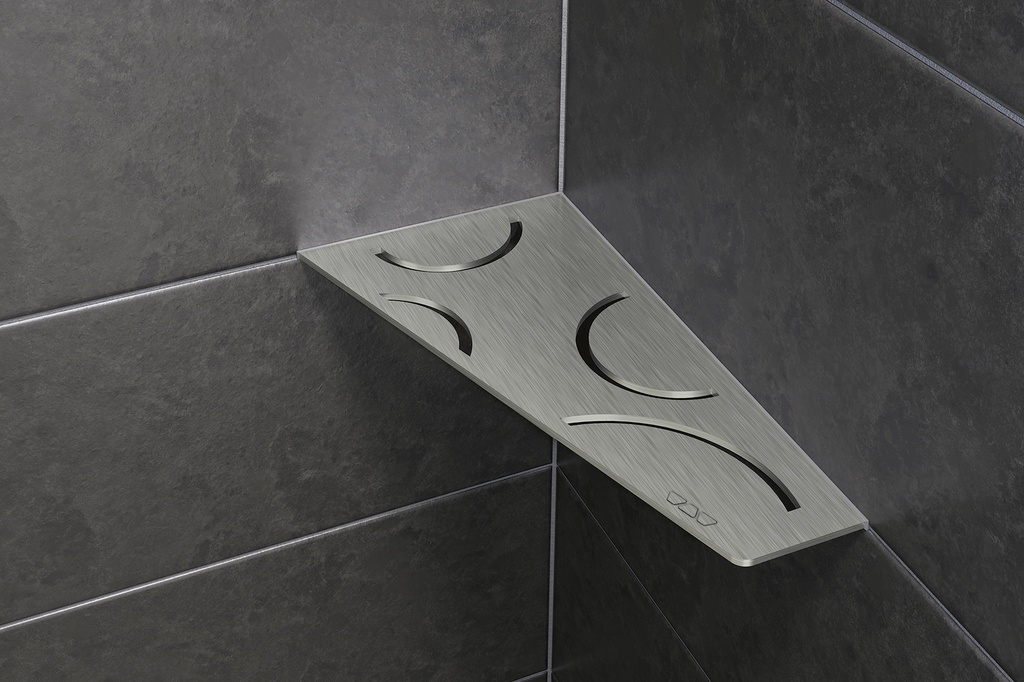 Schluter - Tablette "Curve" quadrilatérale d'angle 154x295mm Shelf-E-S3 - Inox brossé