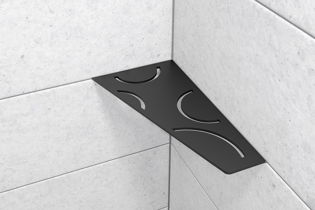 Schluter - Tablette "Curve" quadrilatérale d'angle 154x295mm Shelf-E-S3 - Noir satiné