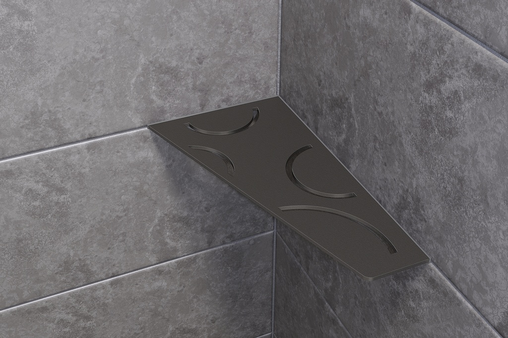 Schluter - Tablette "Curve" quadrilatérale d'angle 154x295mm Shelf-E-S3 - Anthracite structuré