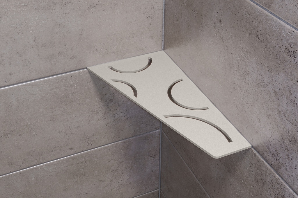 Schluter - Tablette "Curve" quadrilatérale d'angle 154x295mm Shelf-E-S3 - Gris beige structuré