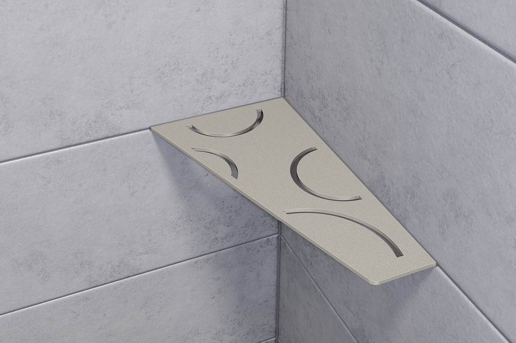 Schluter - Tablette "Curve" quadrilatérale d'angle 154x295mm Shelf-E-S3 - Gris pierre structuré