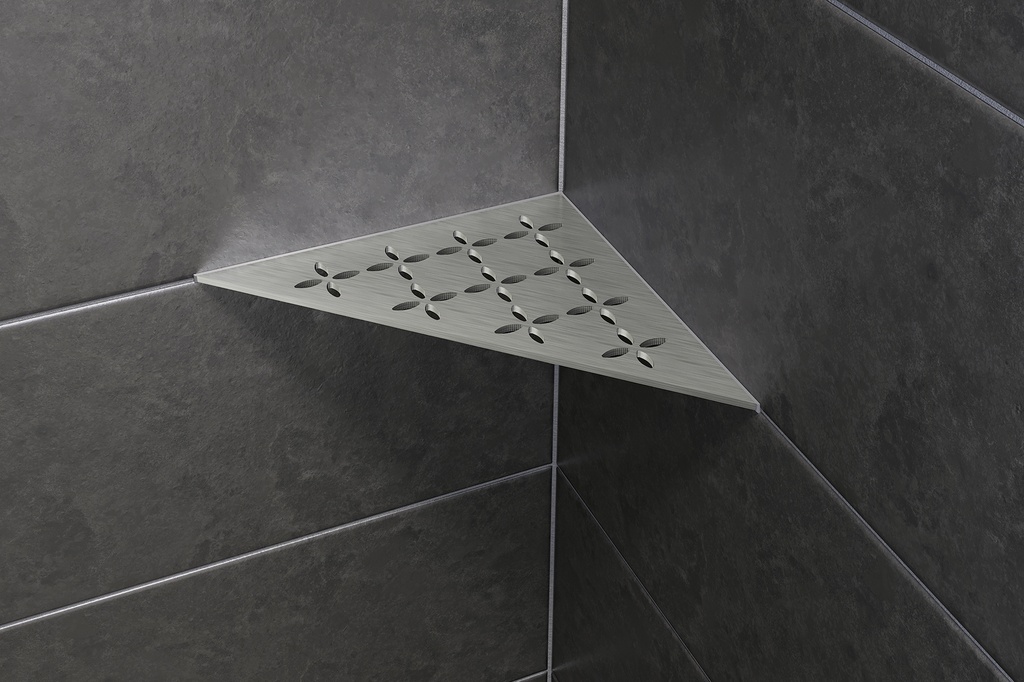 Schluter - Tablette "Floral" triangulaire d'angle 210x210mm Shelf-E-S1 - Inox brossé
