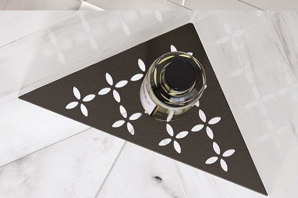 Schluter - Tablette "Floral" triangulaire d'angle 210x210mm Shelf-E-S1 - Anthracite structuré