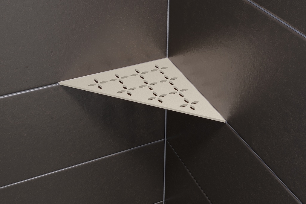 Schluter - Tablette "Floral" triangulaire d'angle 210x210mm Shelf-E-S1 - Sable structuré