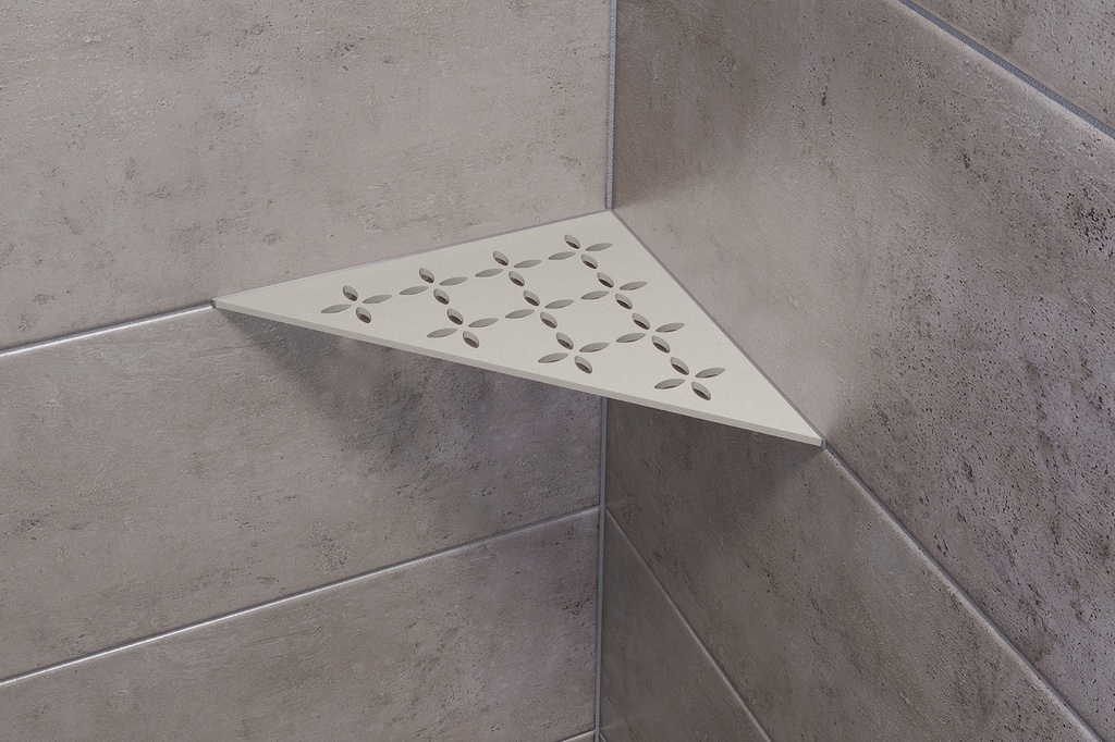 Schluter - Tablette "Floral" triangulaire d'angle 210x210mm Shelf-E-S1 - Sable structuré