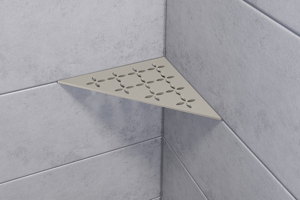 Schluter - Tablette "Floral" triangulaire d'angle 210x210mm Shelf-E-S1 - Gris pierre structuré