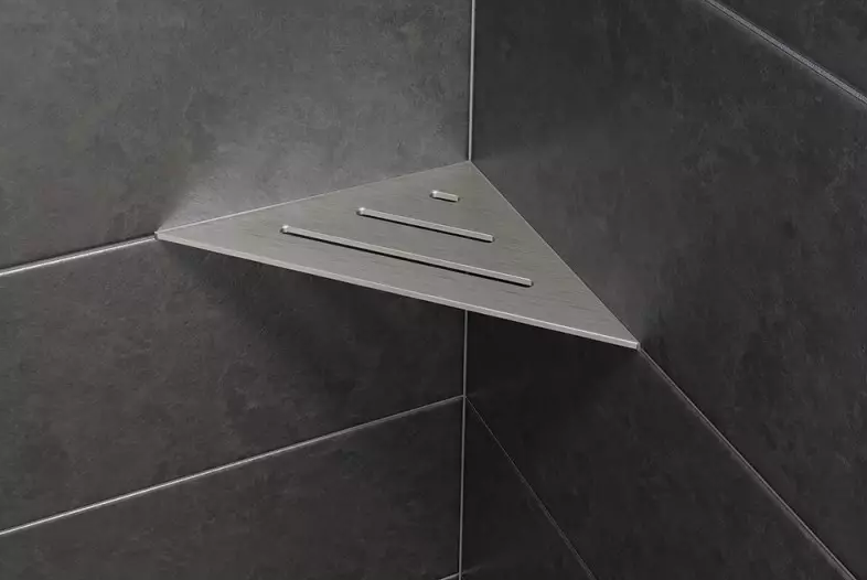 Schluter - Tablette "Wave" triangulaire d'angle 210x210mm Shelf-E-S1 - Inox brossé