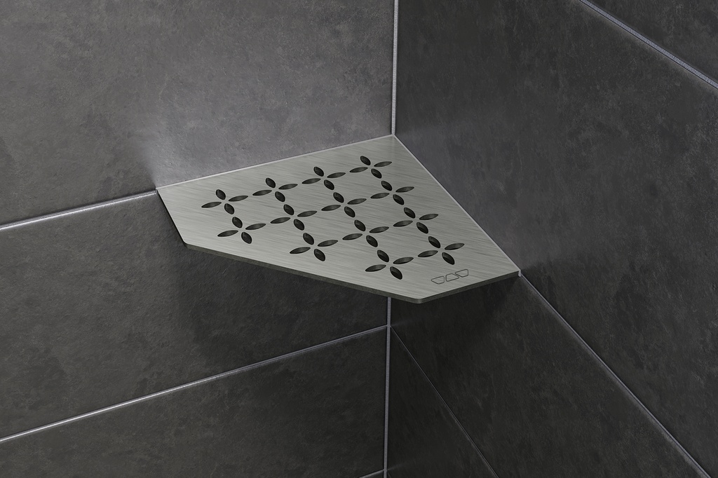 Schluter - Tablette "Floral" pentagonale d'angle 195x195mm Shelf-E-S2 - Inox brossé
