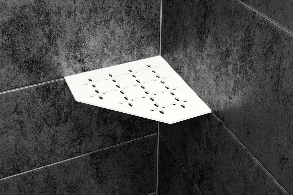 Schluter - Tablette "Floral" pentagonale d'angle 195x195mm Shelf-E-S2 - Blanc satiné