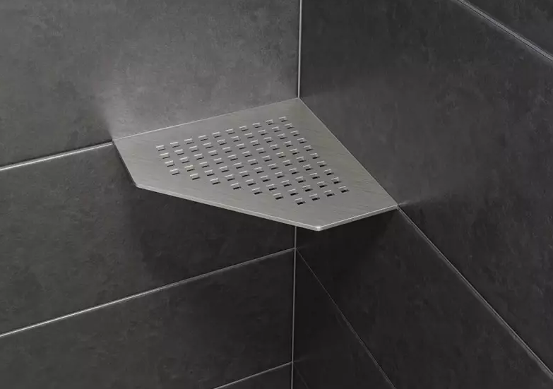 Schluter - Tablette "Square" pentagonale d'angle 195x195mm Shelf-E-S2 - Inox brossé