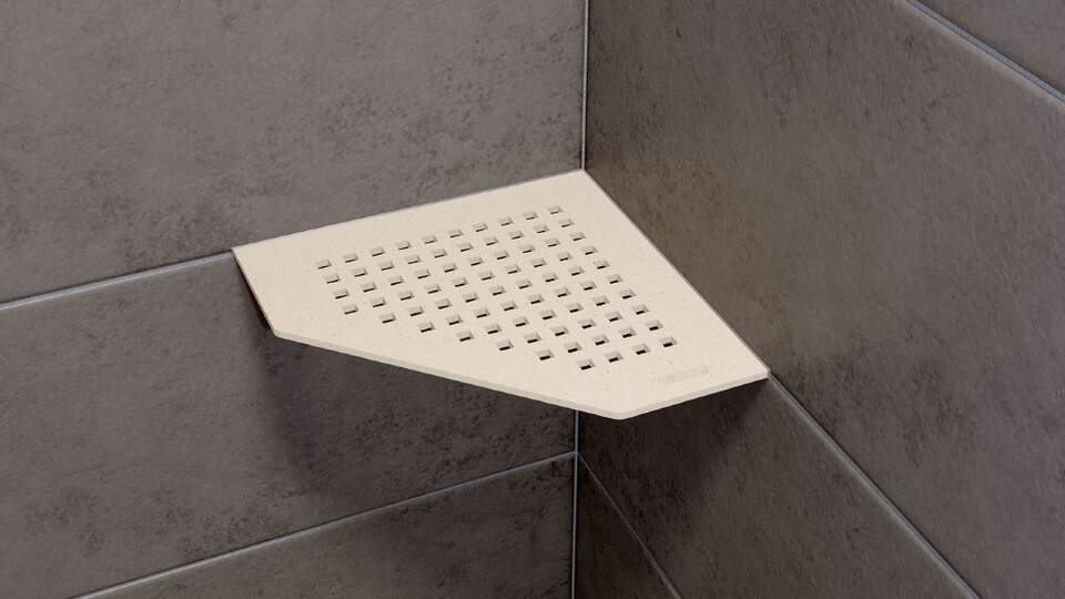 Schluter - Tablette "Square" pentagonale d'angle 195x195mm Shelf-E-S2 - Ivoire structuré