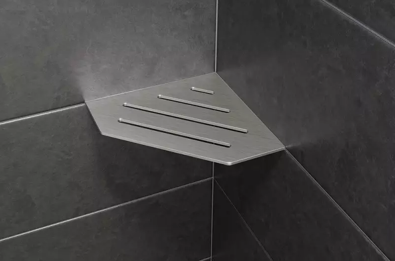 Schluter - Tablette "Wave" pentagonale d'angle 195x195mm Shelf-E-S2 - Inox brossé