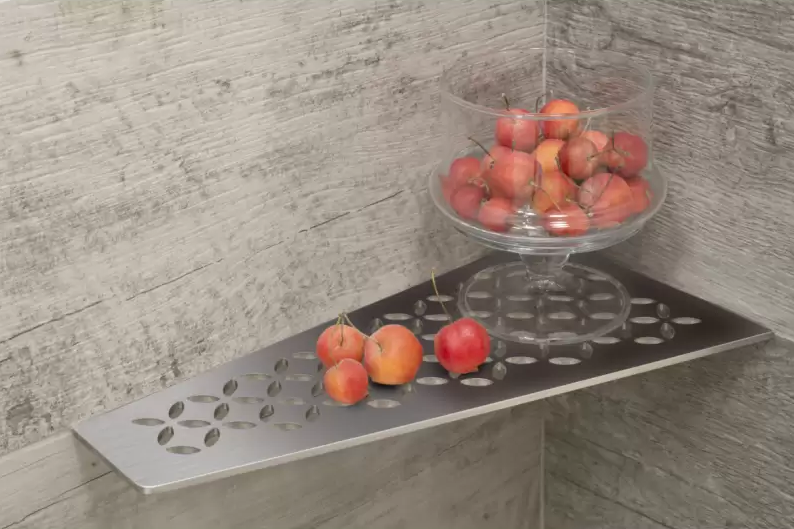 Schluter - Tablette "Floral" quadrilatérale d'angle 154x295mm Shelf-E-S3 - Inox brossé