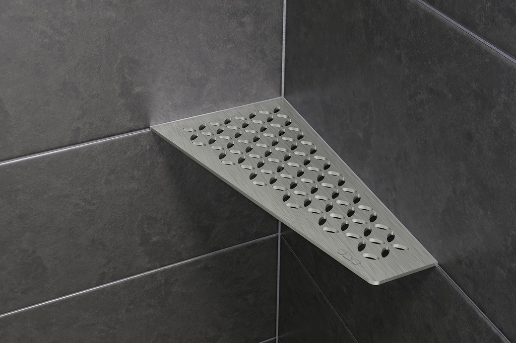 Schluter - Tablette "Floral" quadrilatérale d'angle 154x295mm Shelf-E-S3 - Inox brossé