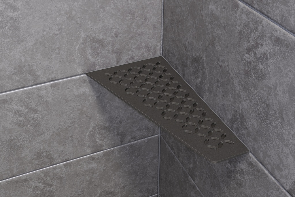 Schluter - Tablette "Floral" quadrilatérale d'angle 154x295mm Shelf-E-S3 - Anthracite structuré