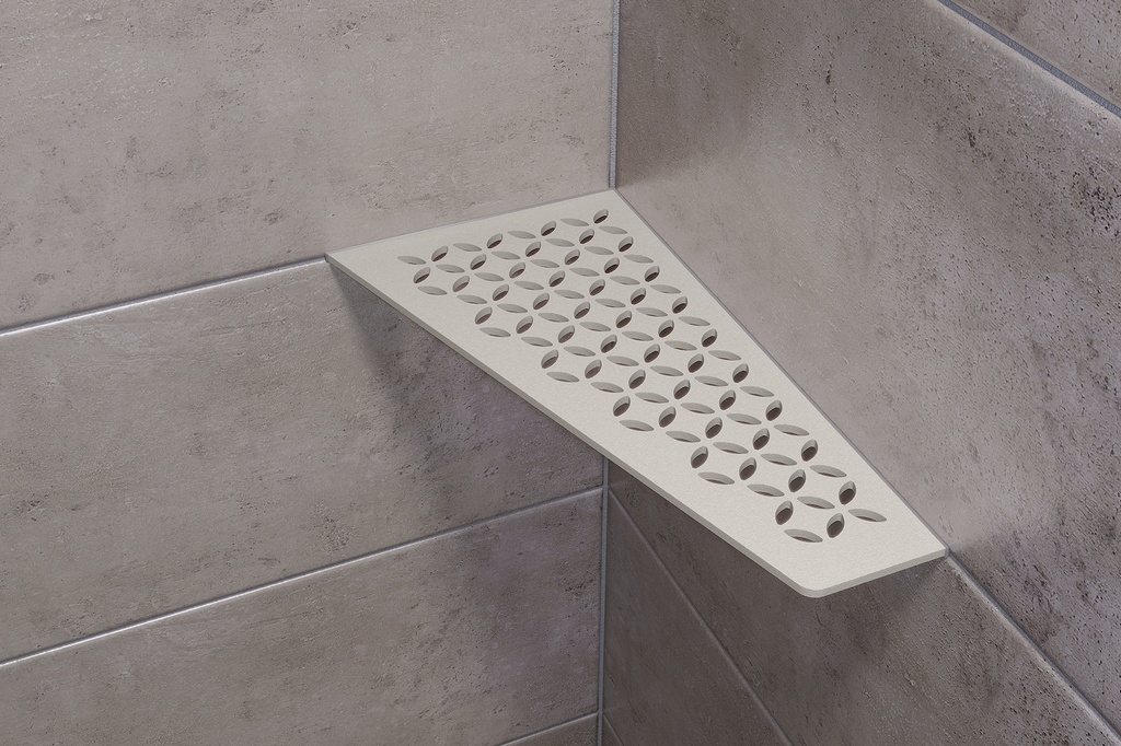 Schluter - Tablette "Floral" quadrilatérale d'angle 154x295mm Shelf-E-S3 - Gris beige structuré