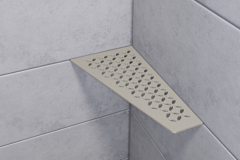 Schluter - Tablette "Floral" quadrilatérale d'angle 154x295mm Shelf-E-S3 - Gris pierre structuré