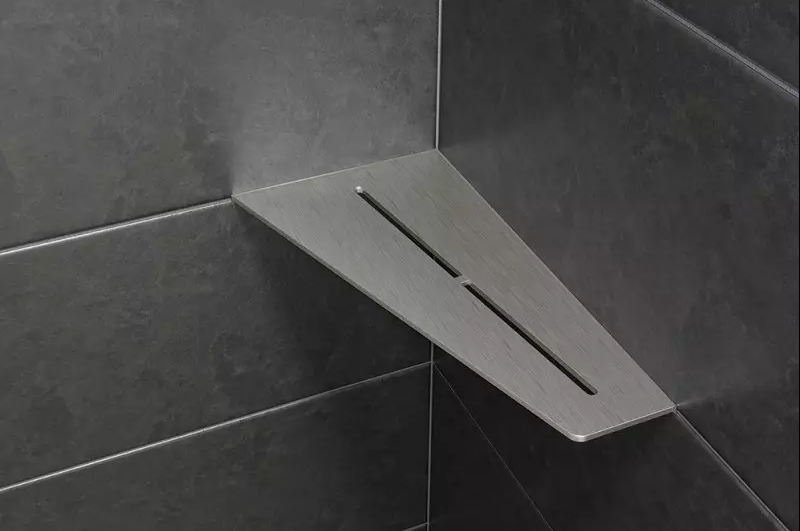 Schluter - Tablette "Pure" quadrilatérale d'angle 154x295mm Shelf-E-S3 - Inox brossé