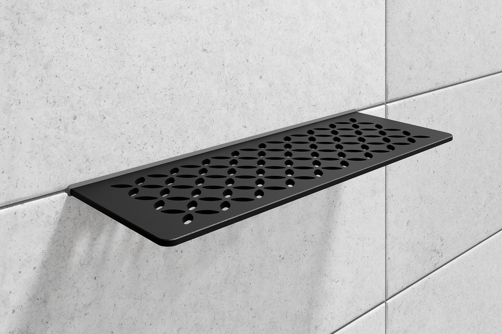Schluter - Tablette "Floral" rectangulaire à carreler 300x115 mm Shelf-W-S1 - Noir satiné