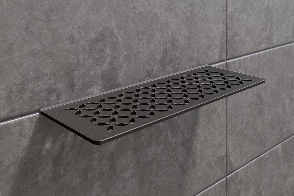 Schluter - Tablette "Floral" rectangulaire à carreler 300x115 mm Shelf-W-S1 - Anthracite structuré