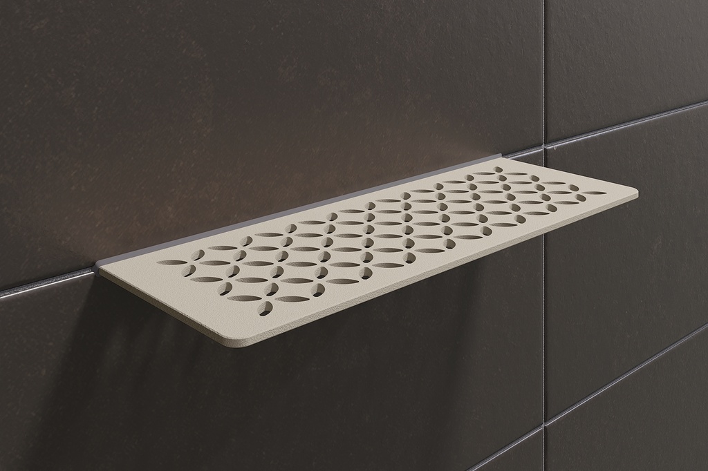 Schluter - Tablette "Floral" rectangulaire à carreler 300x115 mm Shelf-W-S1 - Ivoire structuré
